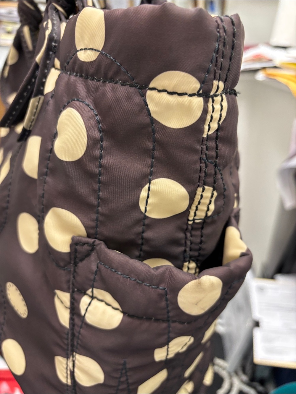 Marc by Marc Jacobs Brown tote with cream polka dots- NWOT - Picture 3 of 9